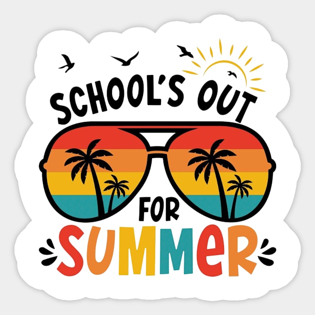 Retro Schools Out For Summer Last Day Of School Teacher Kids Sticker by Tater's 